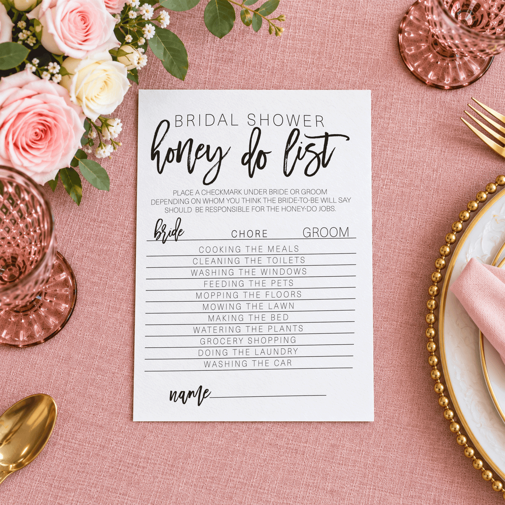 Bridal Shower Honey Do List Game