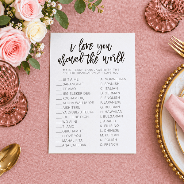 I Love You Around The World Bridal Shower Game