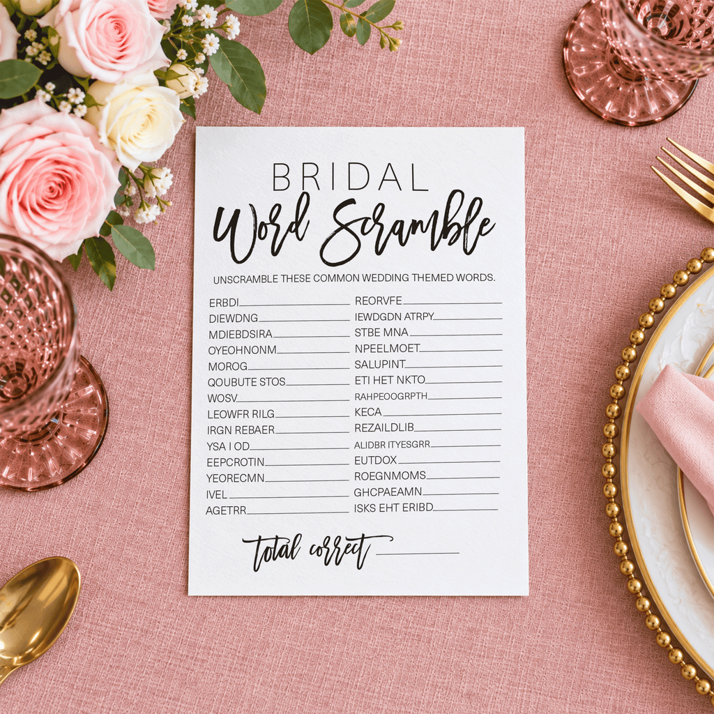 Bridal Word Scramble Bridal Shower Game