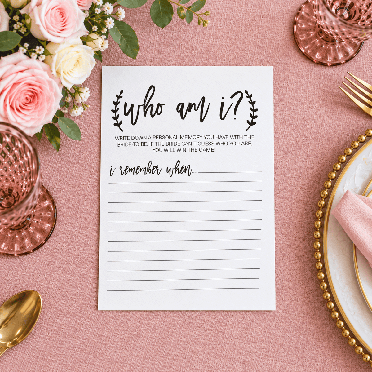 Who Am I Bridal Shower Game
