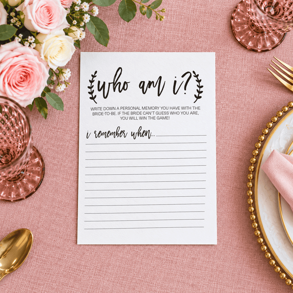 Who Am I Bridal Shower Game
