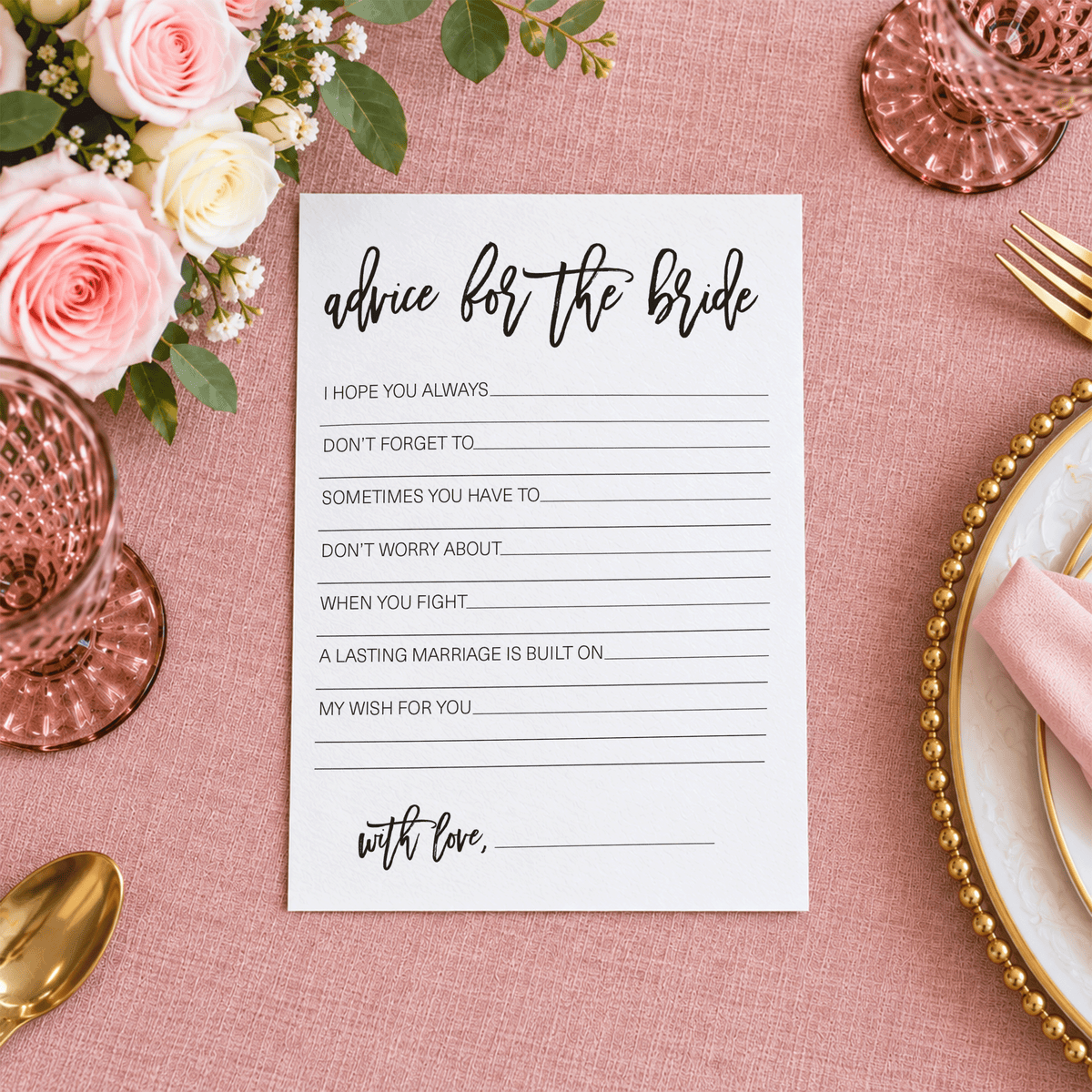 Advice for the Bride Bridal Shower Activity