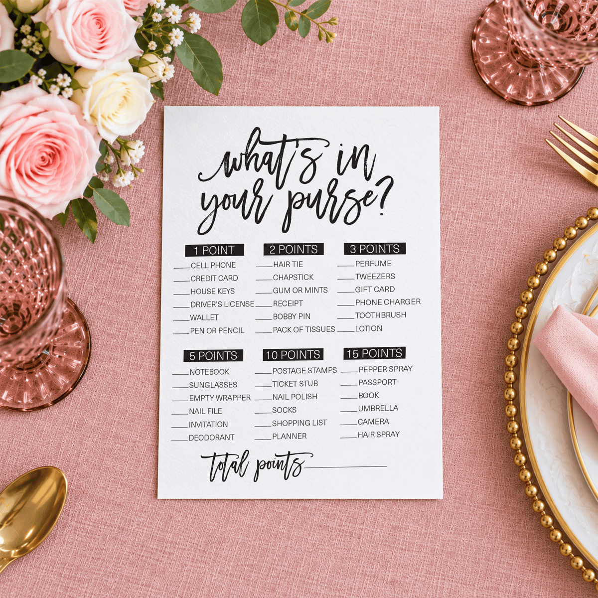 What's In Your Purse Bridal Shower Game