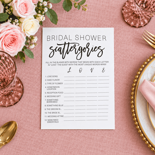 Bridal Shower Scattergories - Bridal Shower Game