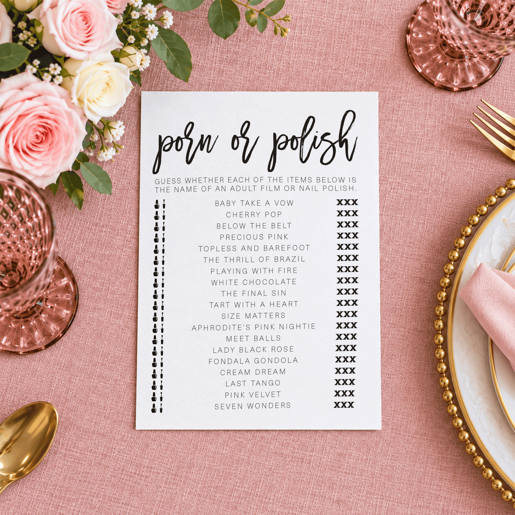 Porn Or Polish Bridal Shower Game