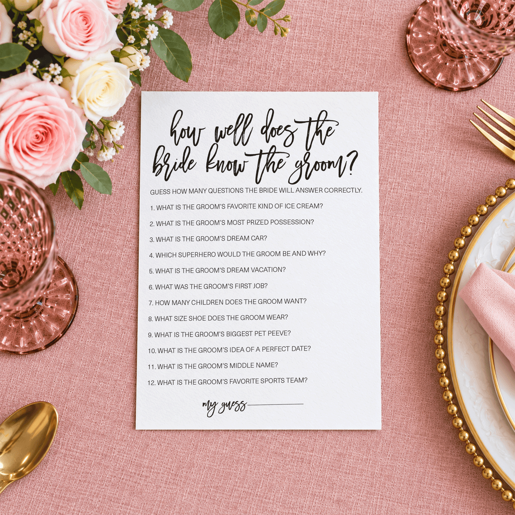How Well Does The Bride Know The Groom Bridal Shower Game