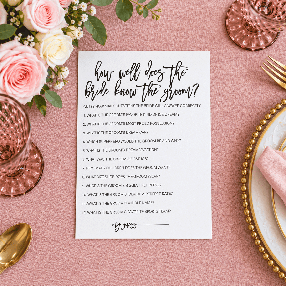 How Well Does The Bride Know The Groom Bridal Shower Game