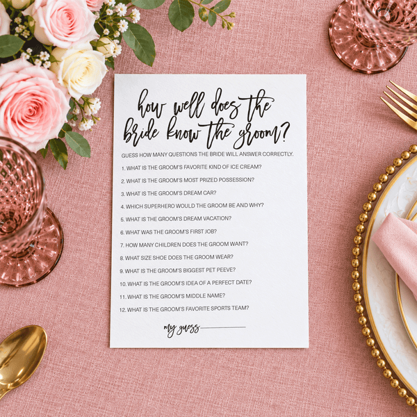 How Well Does The Bride Know The Groom Bridal Shower Game