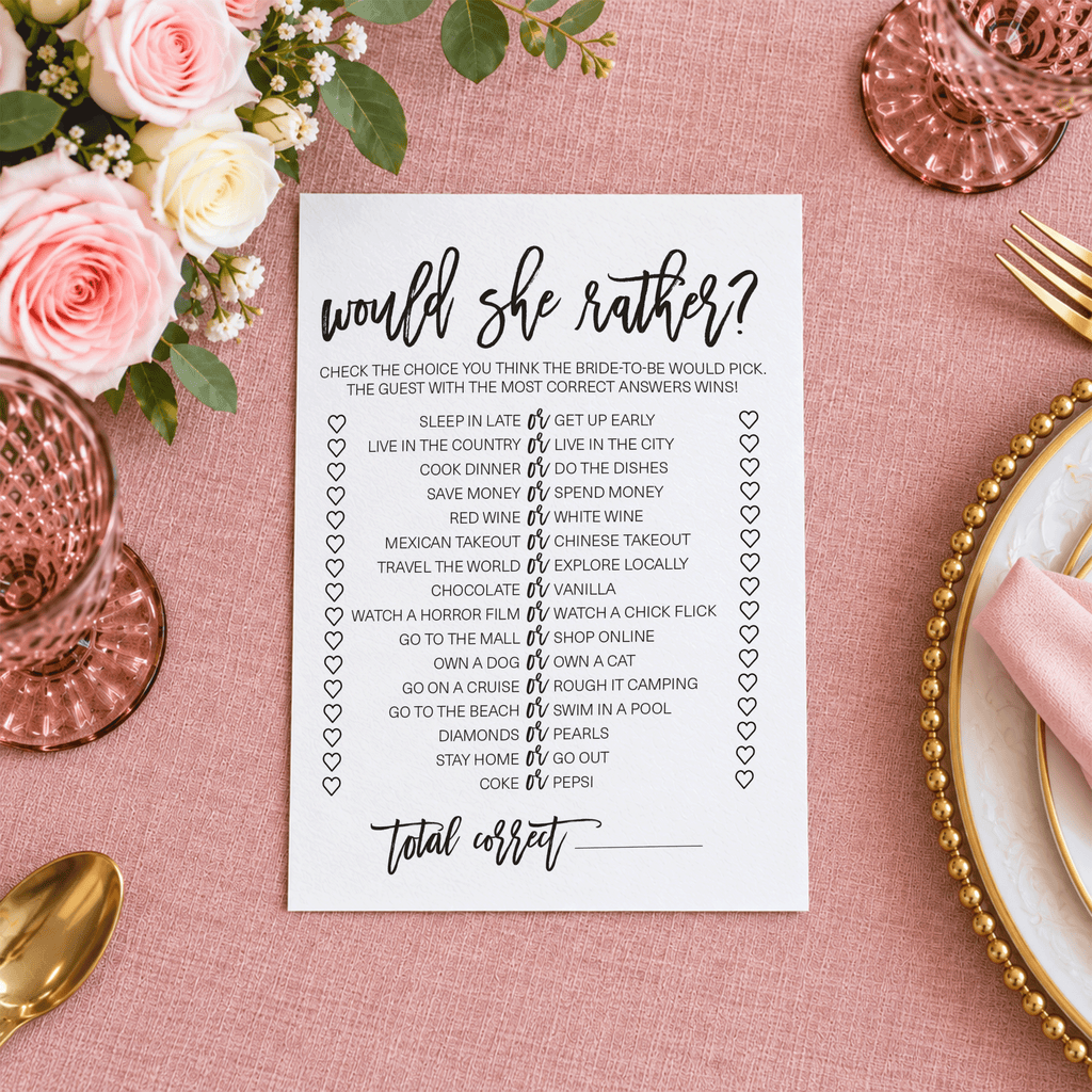 Would She Rather Bridal Shower Game