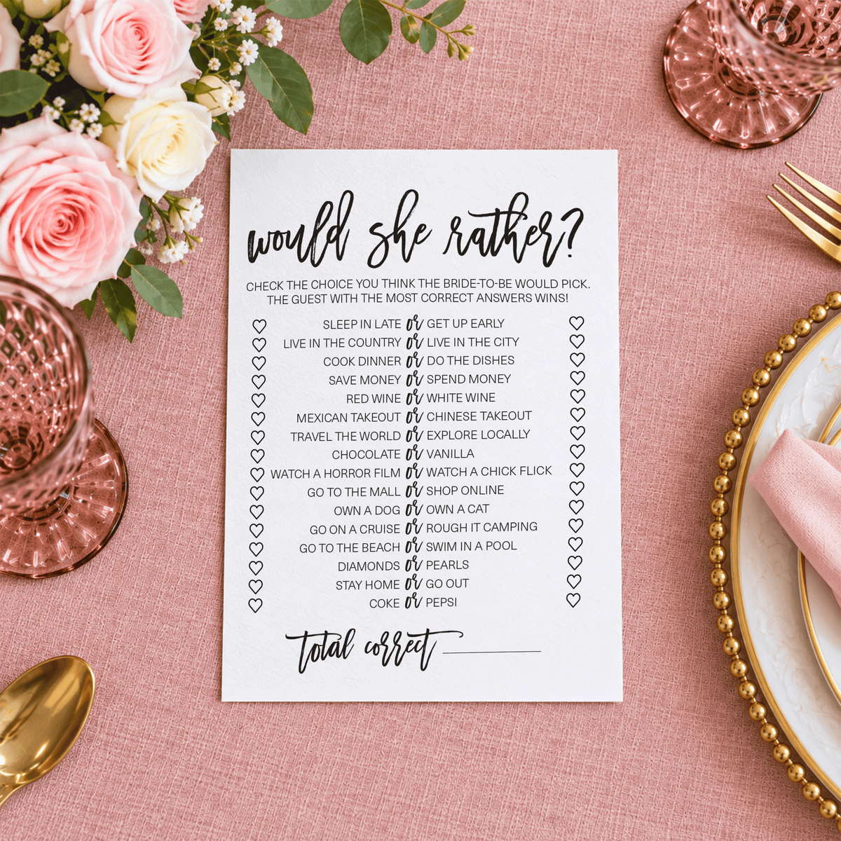 Would She Rather Bridal Shower Game