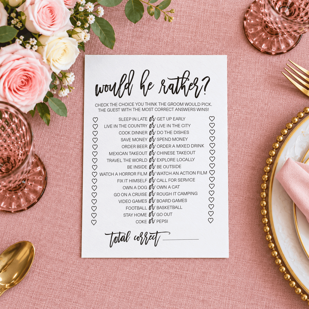 Would He Rather Bridal Shower Game