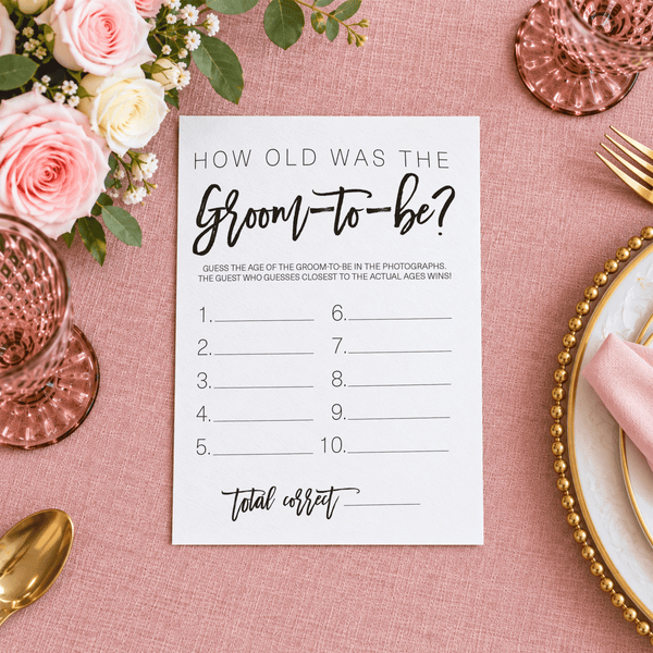 How Old was the Groom-to-be Bridal Shower Game