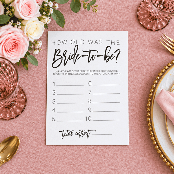 How Old was the Bride-to-be Bridal Shower Game