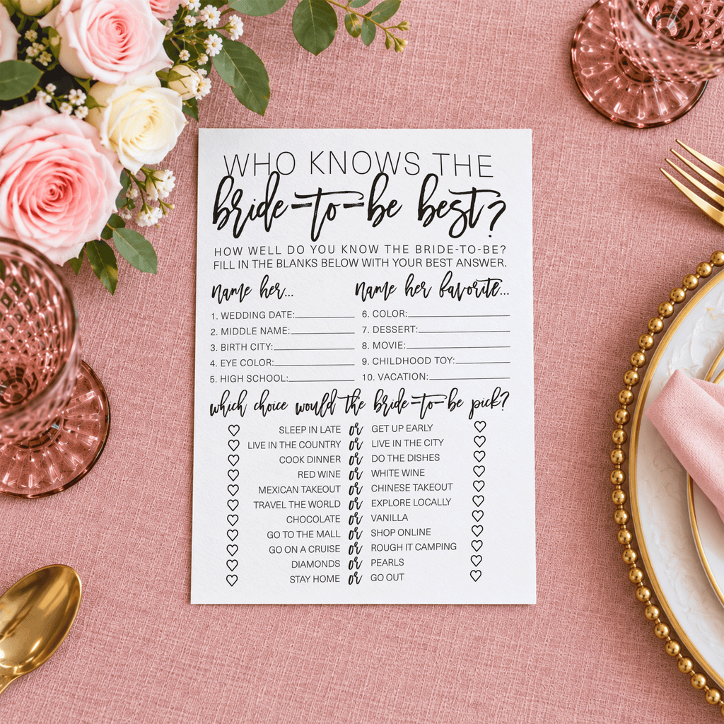 Who Knows The Bride-To-Be Best Bridal Shower Game
