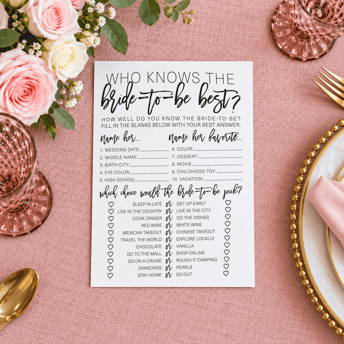 Who Knows The Bride-To-Be Best Bridal Shower Game