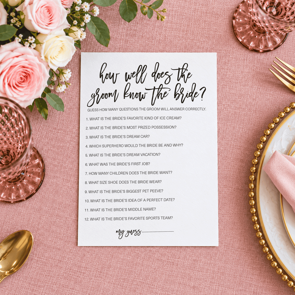 How Well Does The Groom Know The Bride Bridal Shower Game