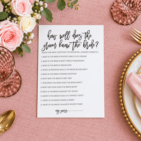 How Well Does The Groom Know The Bride Bridal Shower Game