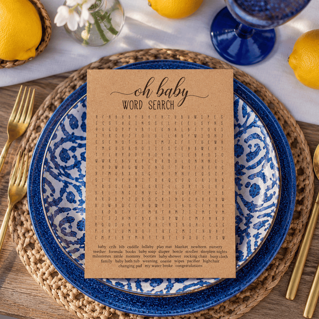 Oh Baby Word Search Baby Shower Activity