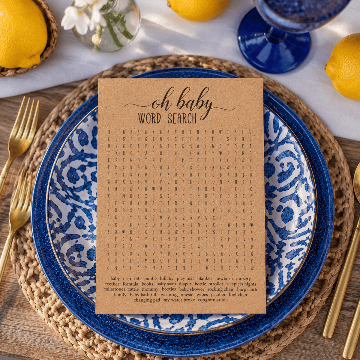 Oh Baby Word Search Baby Shower Activity
