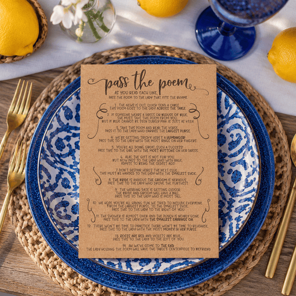 Pass The Poem Bridal Shower Game