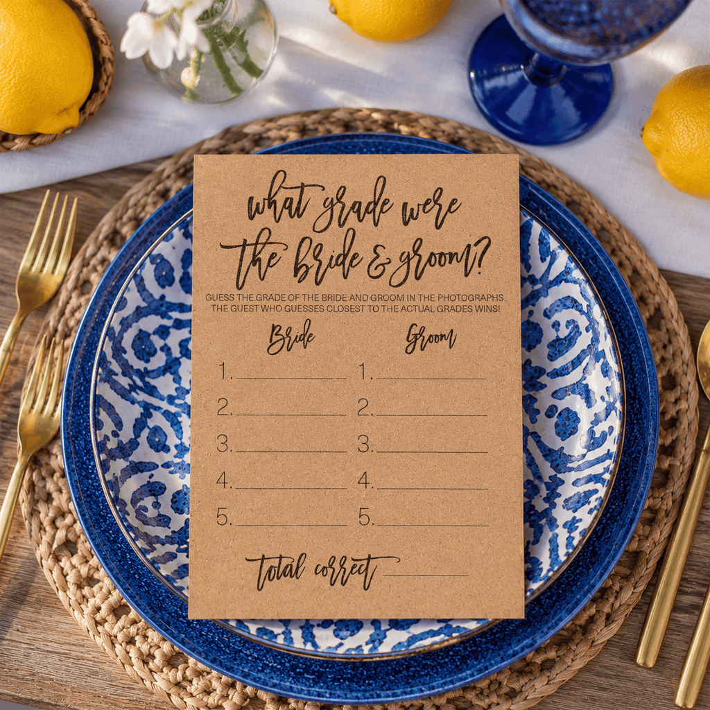 What Grade Were They Bridal Shower Game