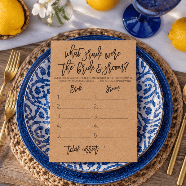 What Grade Were They Bridal Shower Game