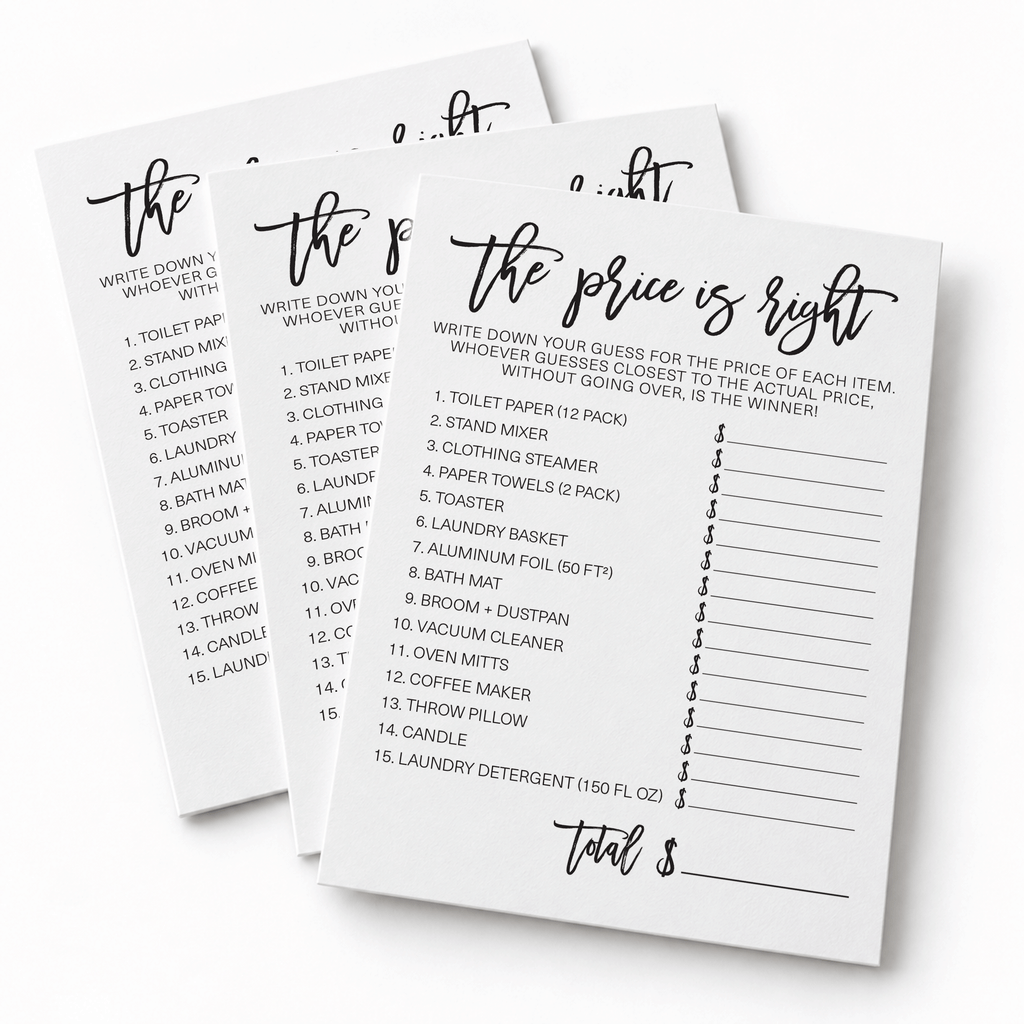 The Price Is Right Bridal Shower Game
