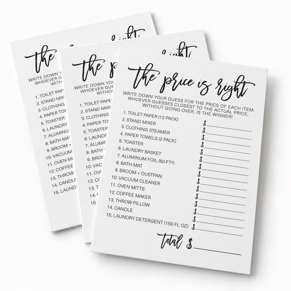 The Price Is Right Bridal Shower Game