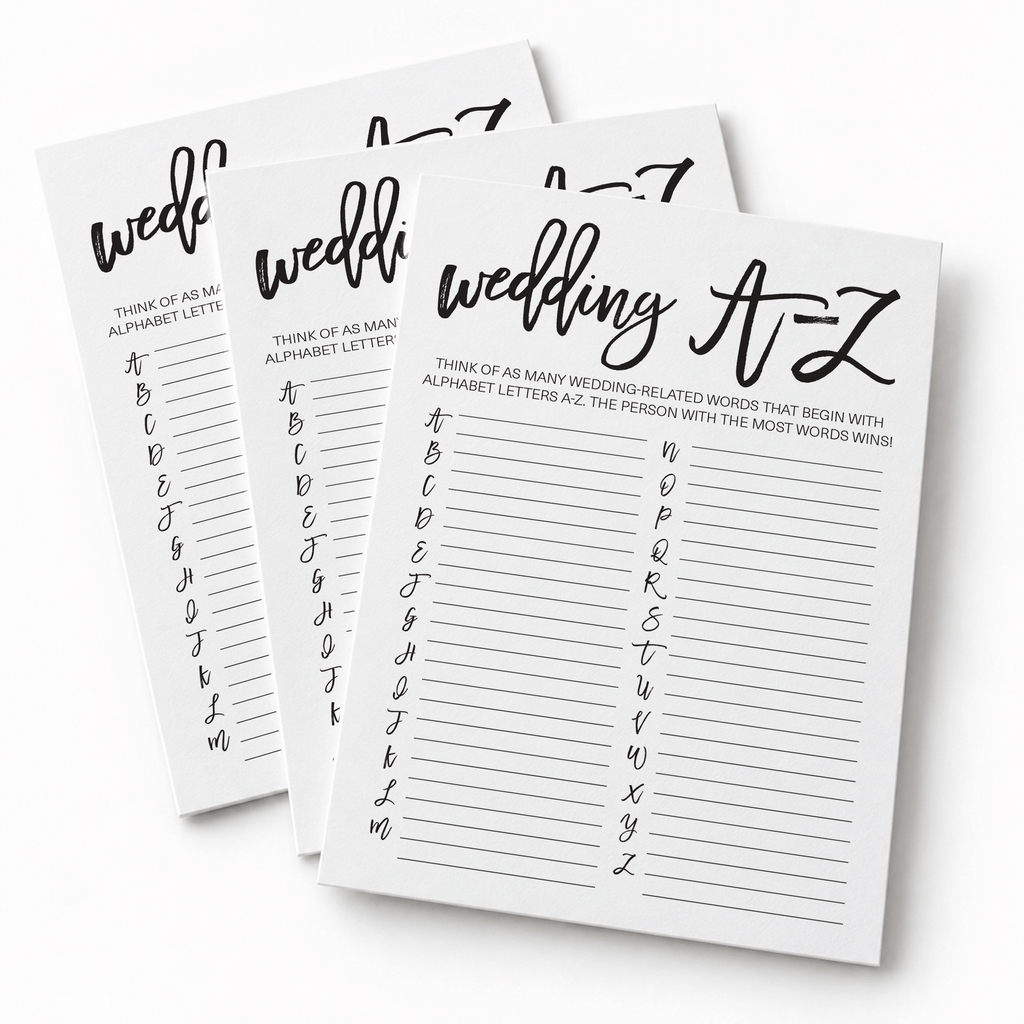 Wedding A-Z Bridal Shower Game
