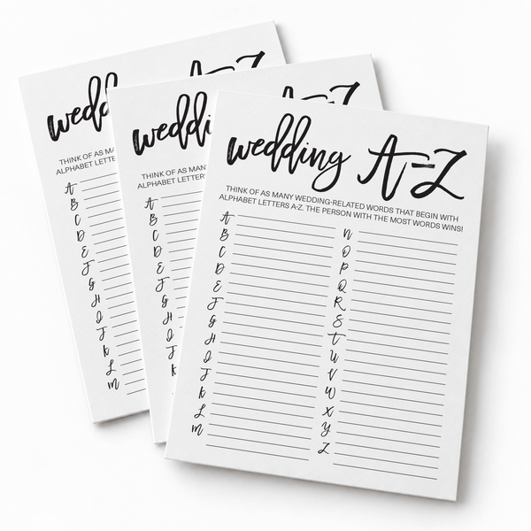 Wedding A-Z Bridal Shower Game