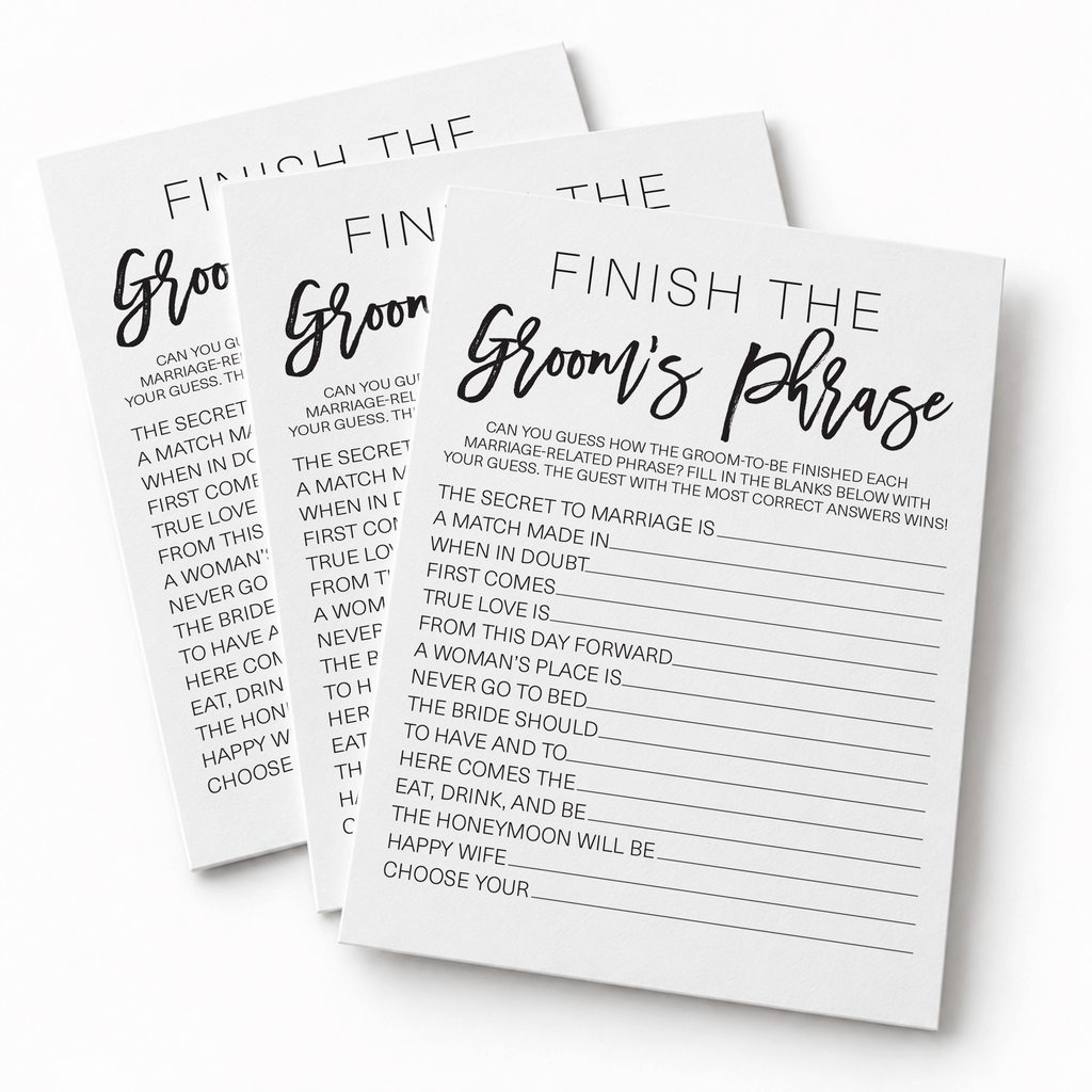 Finish the Groom's Phrase Bridal Shower Game