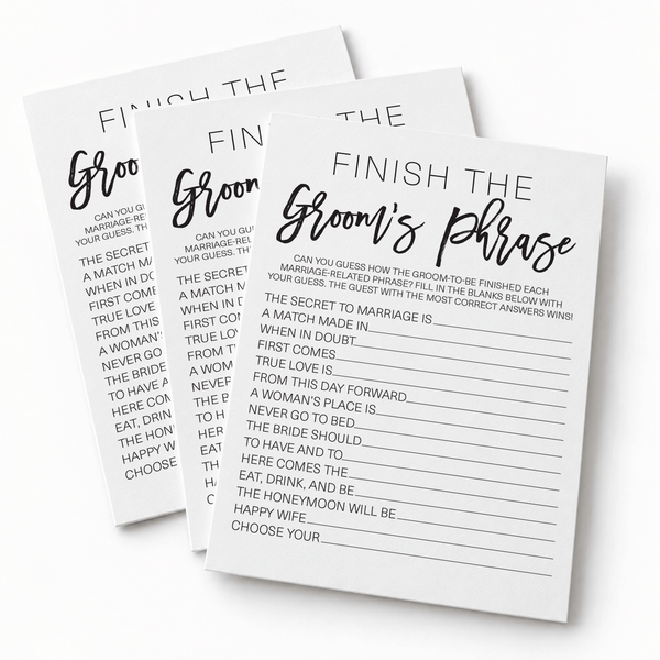 Finish the Groom's Phrase Bridal Shower Game