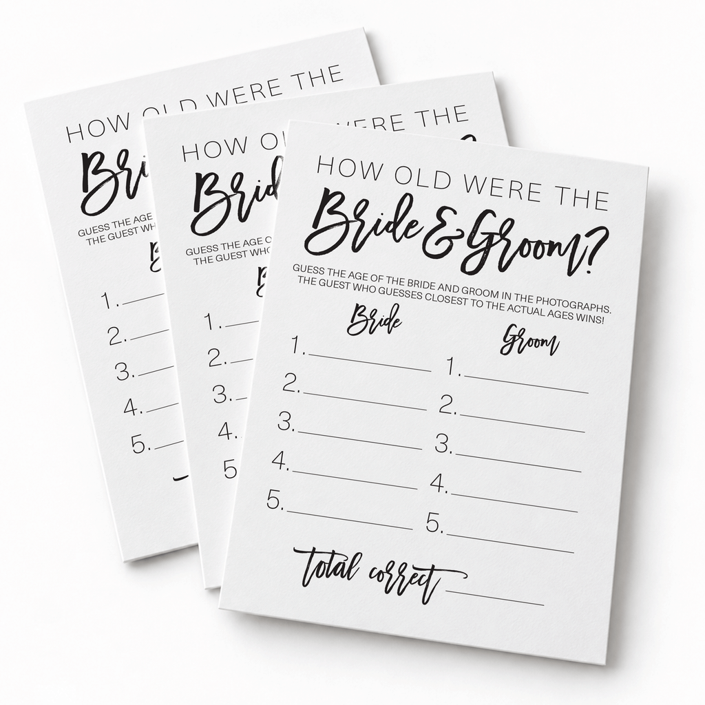 How Old Were The Bride And Groom Bridal Shower Game