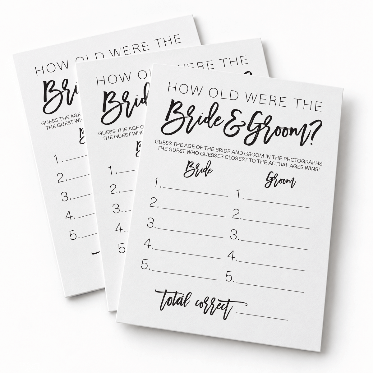 How Old Were The Bride And Groom Bridal Shower Game