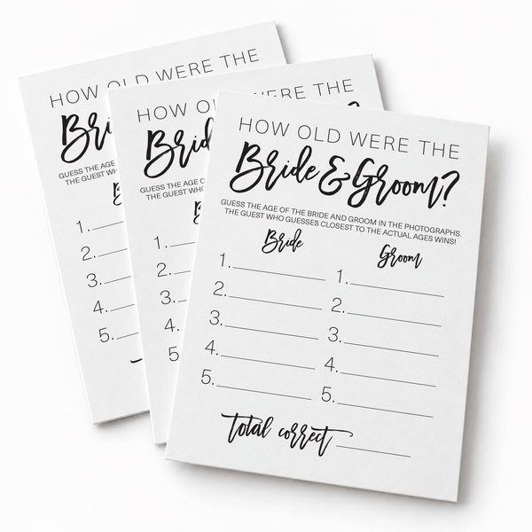 How Old Were The Bride And Groom Bridal Shower Game