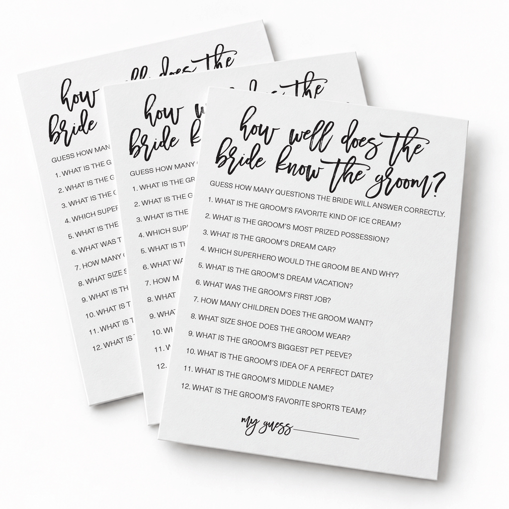 How Well Does The Bride Know The Groom Bridal Shower Game