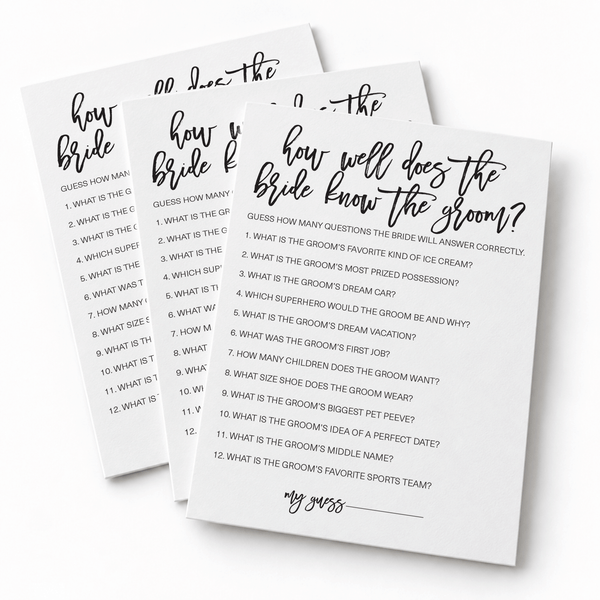 How Well Does The Bride Know The Groom Bridal Shower Game