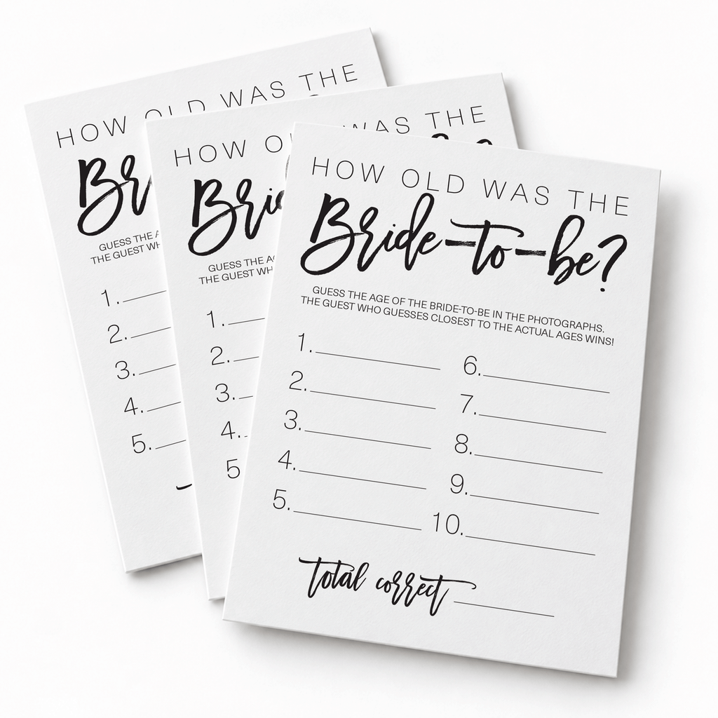 How Old was the Bride-to-be Bridal Shower Game