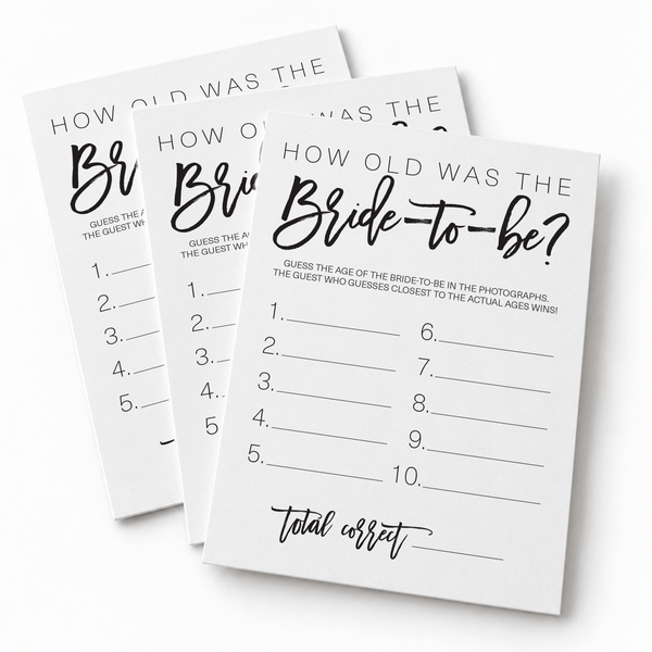 How Old was the Bride-to-be Bridal Shower Game