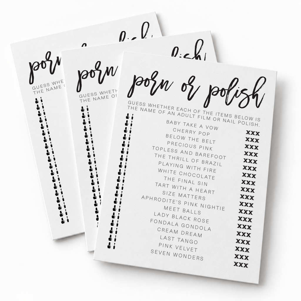 Porn Or Polish Bridal Shower Game