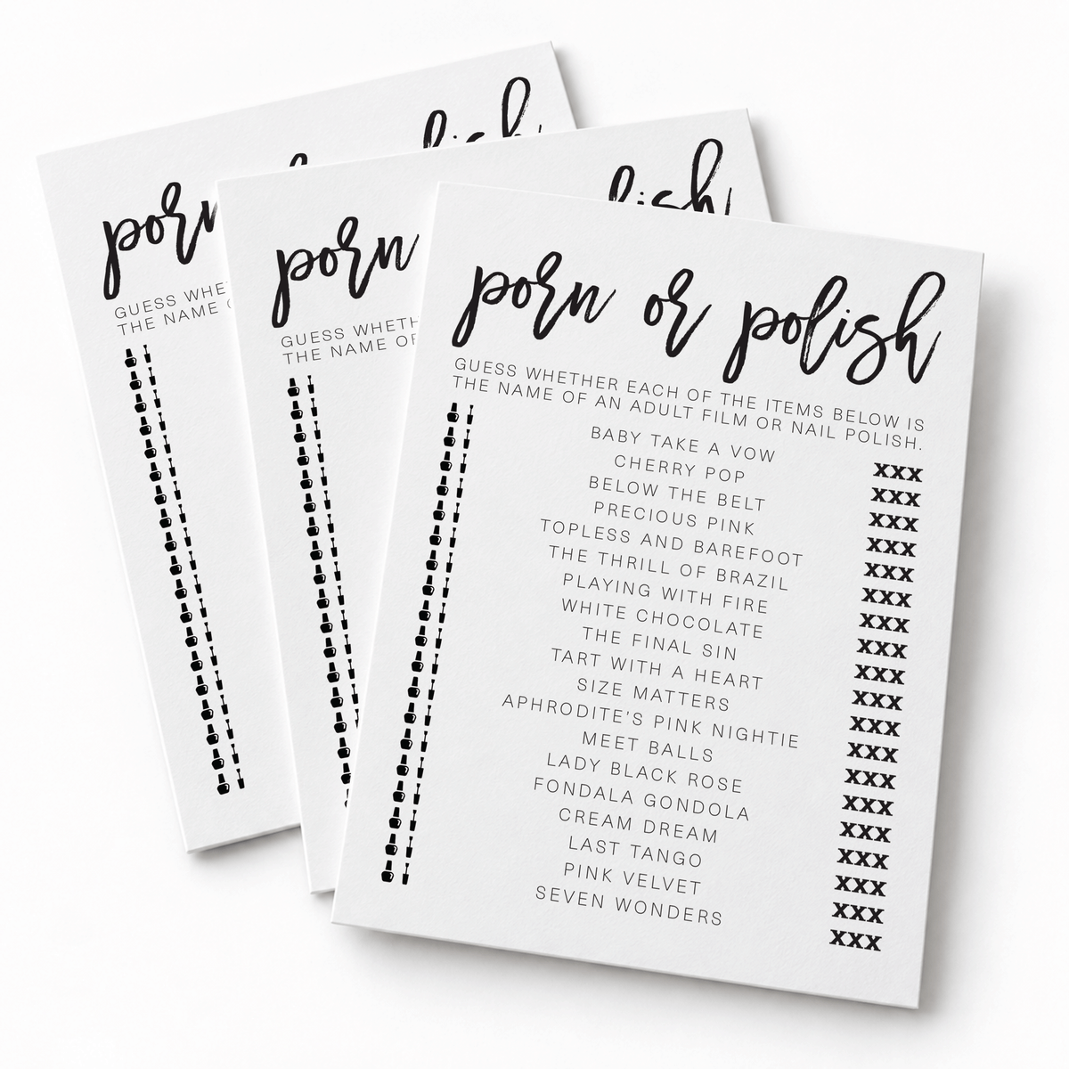 Porn Or Polish Bridal Shower Game