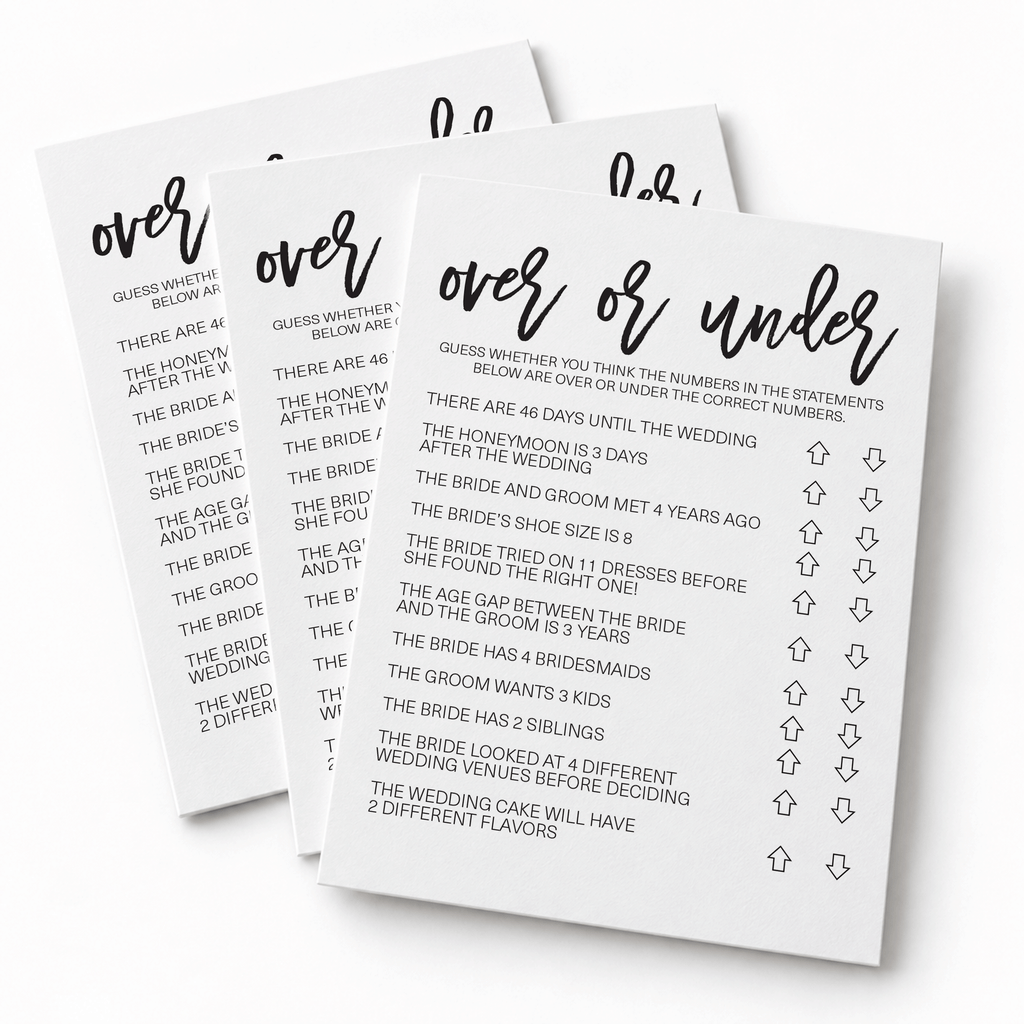 Over or Under Bridal Shower Game