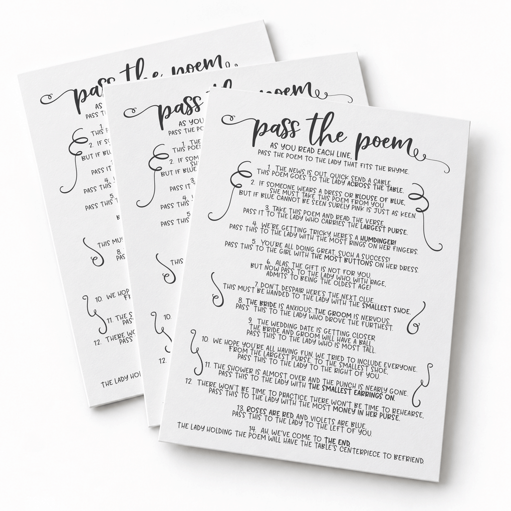 Pass The Poem Bridal Shower Game