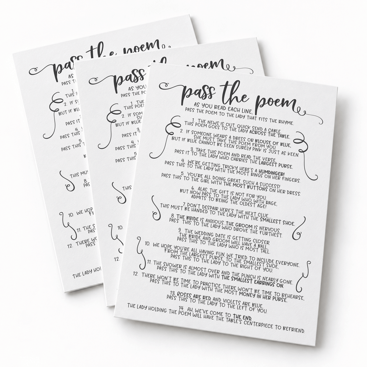 Pass The Poem Bridal Shower Game