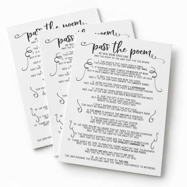 Pass The Poem Bridal Shower Game