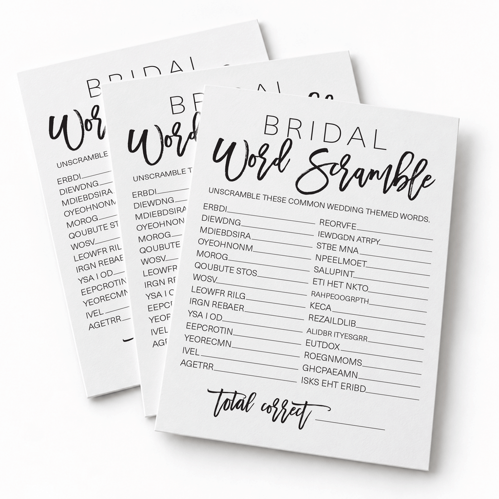 Bridal Word Scramble Bridal Shower Game