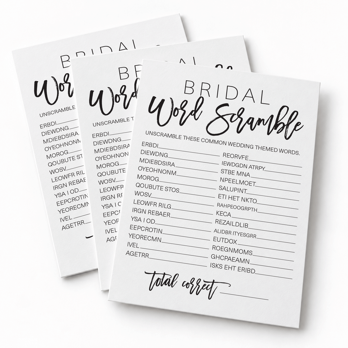 Bridal Word Scramble Bridal Shower Game