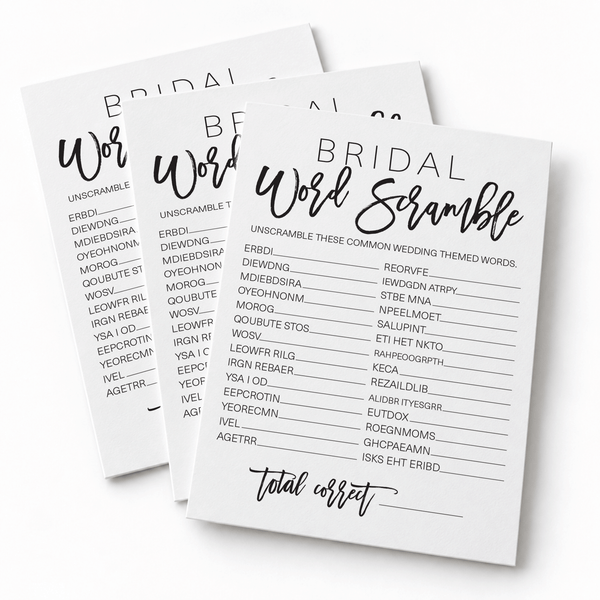 Bridal Word Scramble Bridal Shower Game