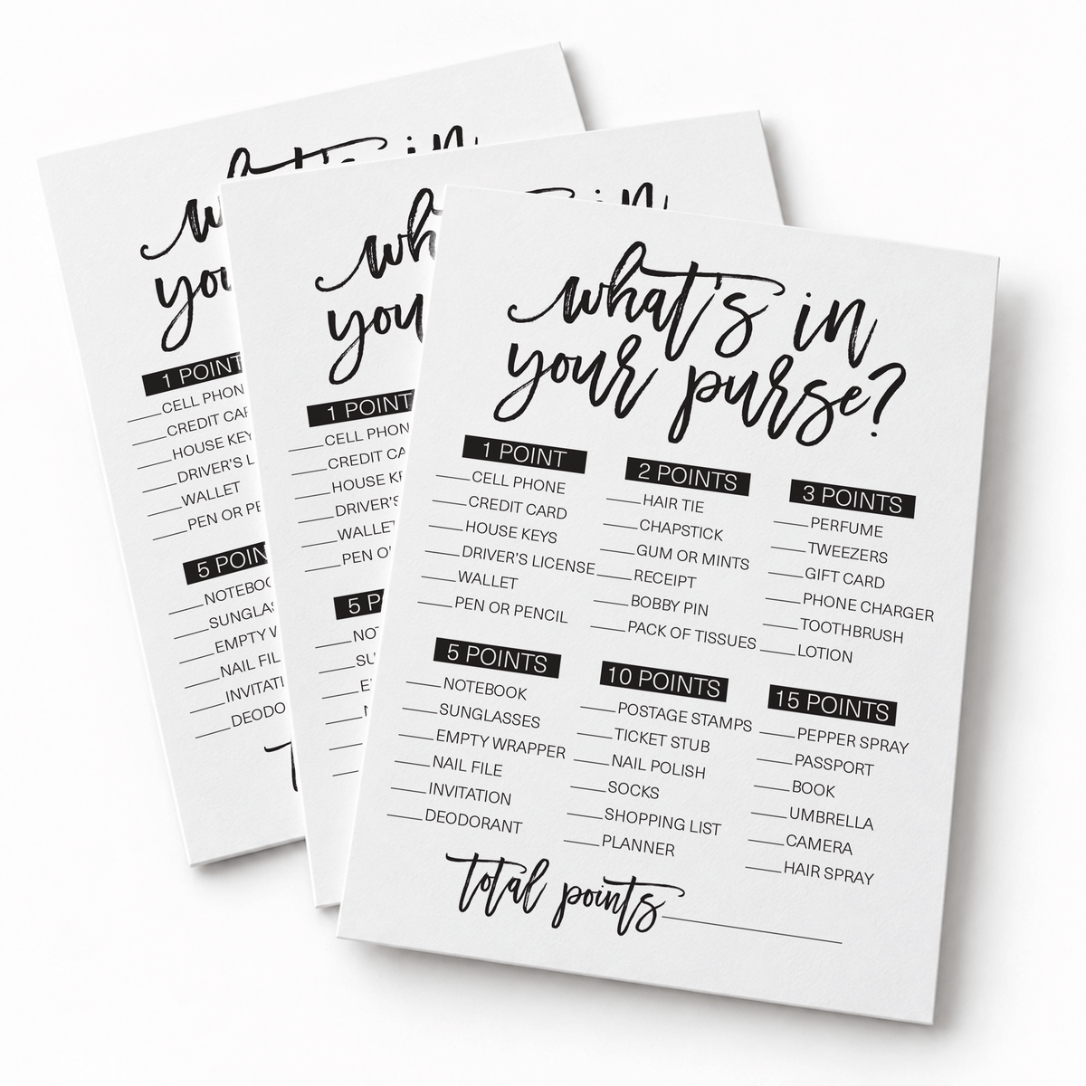 What's In Your Purse Bridal Shower Game