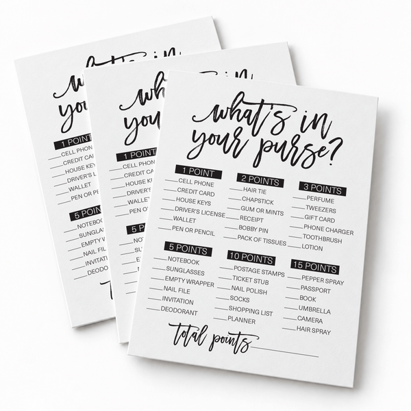 What's In Your Purse Bridal Shower Game